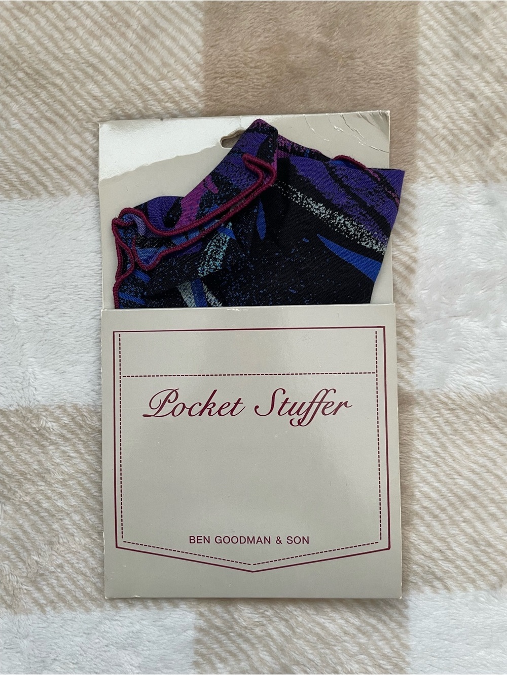 Vintage Ben Goodman & Son Pocket Stuffer Pocket Square - Purple & Blue